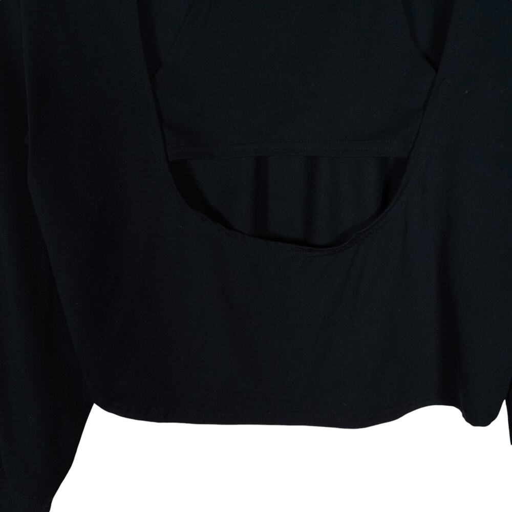 Gilly Hicks GO Womens Hoodie Medium Black Cropped Relaxed Fit Pullover Open Back - Picture 10 of 11